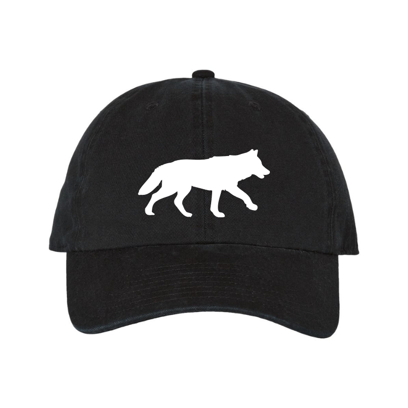 Wolf Silhouette Adjustable Baseball Cap Black
