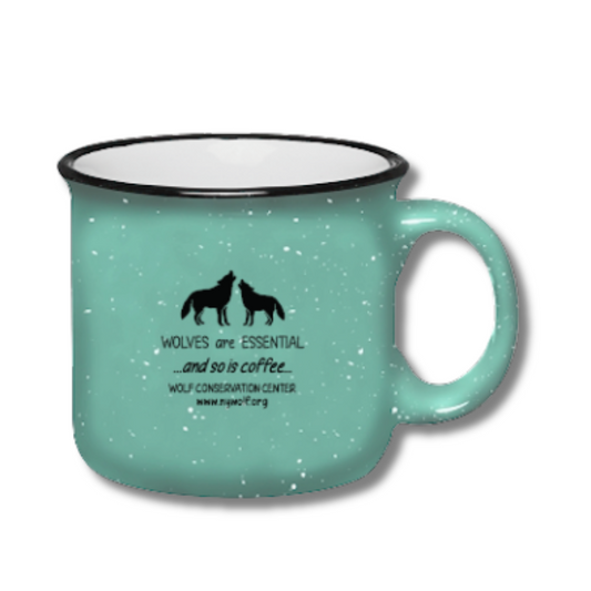"Wolves are Essential...and so is coffee"  Aqua Mug