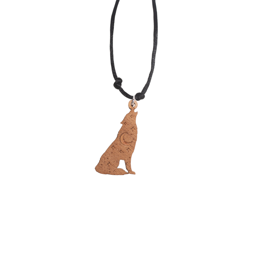 Kasaro Designs: Wooden Howling Wolf Wooden Silhouette Necklace