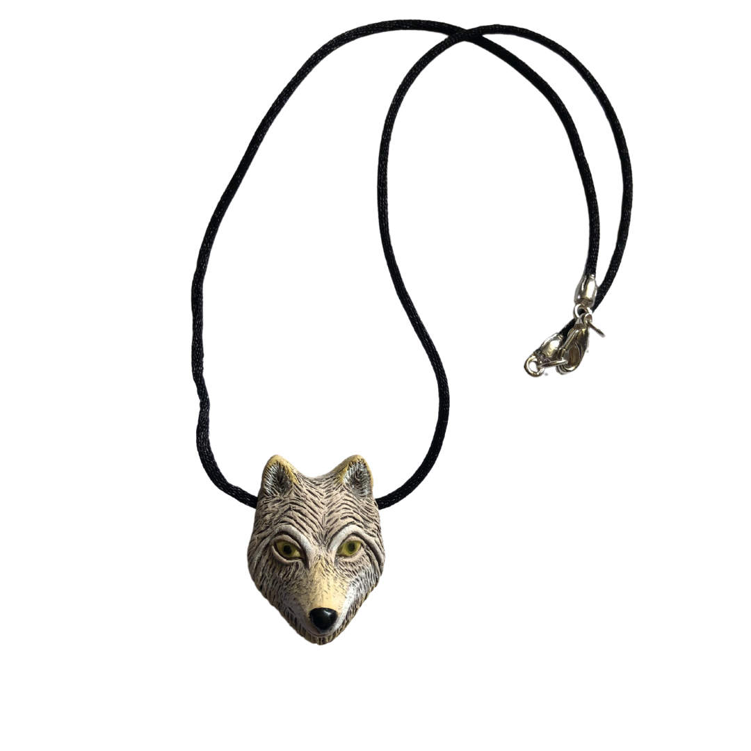 Kasaro Designs: Pottery Wolf Face Necklace